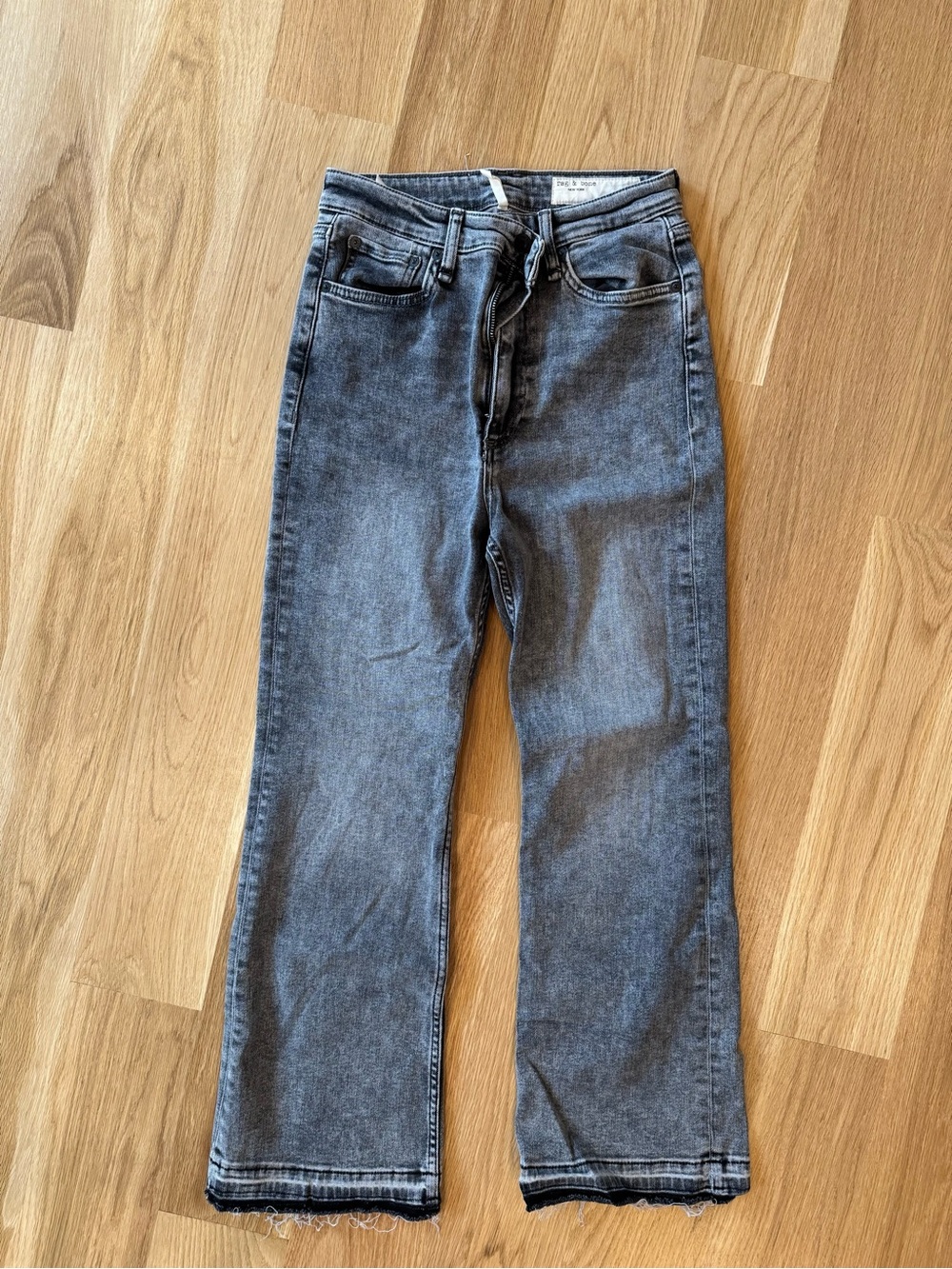 rag & bone Casey High Rise Ankle Flare in Gray with Raw Hem - Picture 3 of 7